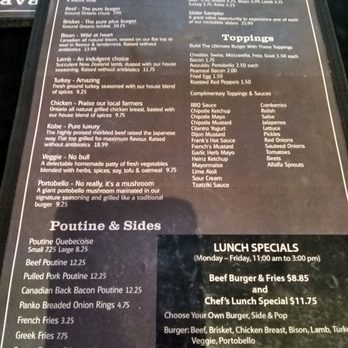 W Burger Bar - Menu 2. - Burgers Near Me - Toronto, Ontario
