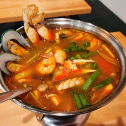 Luck Gai Cafe - "Seafood Tom Yum" is here. Find Dungeness Crab, Calamari, Mussles, Fish, and Shrimps in this Tom Yum Sea. "Seafood Tom Kha" also available.