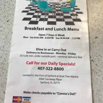 The Deli - Front of menu with hours & address - Delis Near Me - Sanford, Florida The Deli - Front of menu with hours & address - Delis Near Me - Sanford, Florida