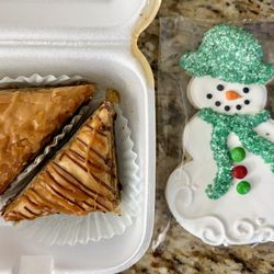 Nativity of the Theotokos Monastery - Baklava, chocolate baklava, and snowperson cookie