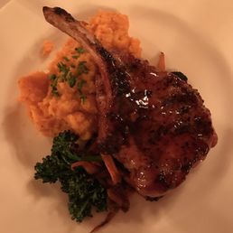 My delicious center cut pork chop with mashed sweet potatoes