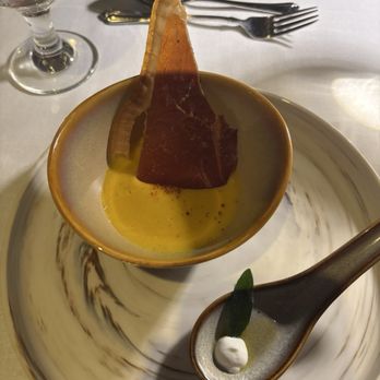 Embers Restaurant - Pumpkin soup with prosciutto - Steakhouses Near Me - Fish Camp, California Embers Restaurant - Pumpkin soup with prosciutto - Steakhouses Near Me - Fish Camp, California