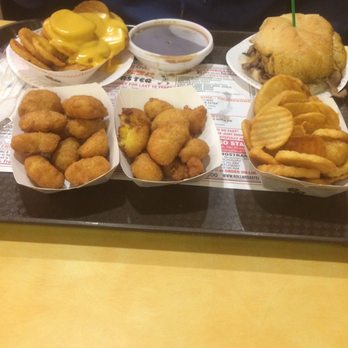 Roll-N-Roaster - Corn fritters, roast beef sandwich and fries w/ cheese. - American Near Me - Brooklyn, New York Roll-N-Roaster - Corn fritters, roast beef sandwich and fries w/ cheese. - American Near Me - Brooklyn, New York