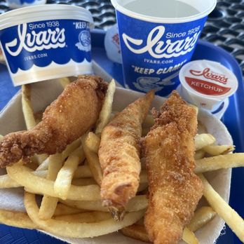 Ivar's Fish Bar - *3 Piece Fish N Chips (Cod) *New England Clam Chowder (Cup) - Seafood Near Me - Seattle, Washington Ivar's Fish Bar - *3 Piece Fish N Chips (Cod) *New England Clam Chowder (Cup) - Seafood Near Me - Seattle, Washington