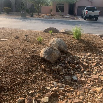 Earth Smart Design - Different view of the 2 agave and Lady Slipper, river rock - Landscaping Near Me