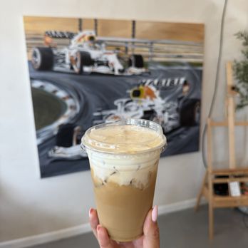 Habibi Motor Cafe - Iced Crème Brûlée Latte (~$8) - Cafes Near Me - East Brunswick, New Jersey