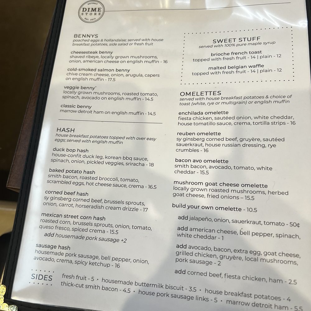 Dime Store - Menu - Breakfast & Brunch Near Me - Rochester Hills, Michigan