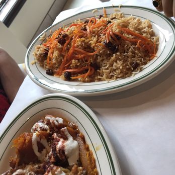 Kabul House - Vegetarian platter with Afghani rice - Afghan Near Me - Evanston, Illinois