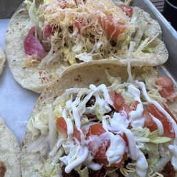 Beef taco supremo and turkey guacamole and cheddar taco Beef taco supremo and turkey guacamole and cheddar taco