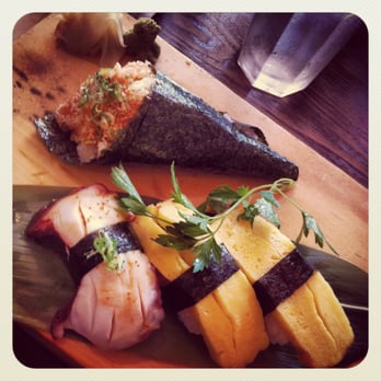 Sumo Sushi - Spicy Tuna Hand Roll / Octopus Nigiri / Egg Nigiri - Sushi Bars Near Me - Jacksonville, Florida Sumo Sushi - Spicy Tuna Hand Roll / Octopus Nigiri / Egg Nigiri - Sushi Bars Near Me - Jacksonville, Florida