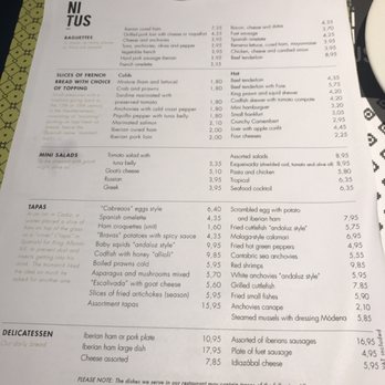 Vinitus - Menu - Tapas Bars Near Me - Barcelona, B Vinitus - Menu - Tapas Bars Near Me - Barcelona, B
