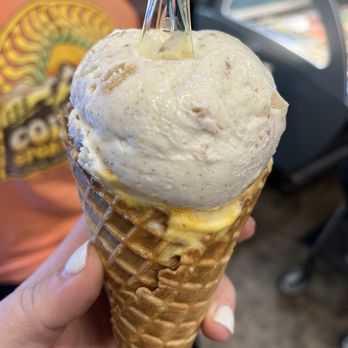 Tom & Dot's - peach cobbler and bourbon apple cone - Gelato Near Me - Miamisburg, Ohio Tom & Dot's - peach cobbler and bourbon apple cone - Gelato Near Me - Miamisburg, Ohio
