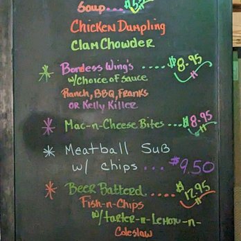 McClenaghans Pub - a menu on a blackboard - Dive Bars Near Me - Shelby Township, Michigan