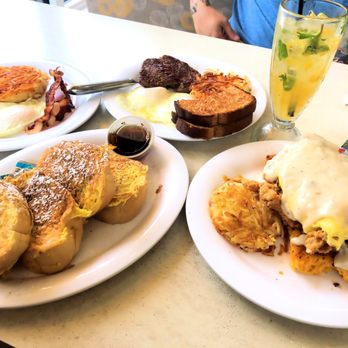 Citrus - Delicious French Bread style French Toast, Peach Mojito and the Country Chicken Benedict with Sweet Potato biscuit. - American Near Me - Virginia Beach, Virginia
