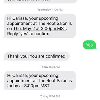 The Root Salon - Here is a screenshot of the confirmation for my appointment. - Hair Salons Near Me - Phoenix, Arizona