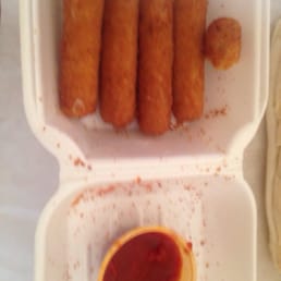 Mozzarella sticks (comes with six, but I ate one...lol).