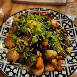 Black Sheep - Roasted brussels sprouts with butternut squash, candied walnuts, and goat cheese