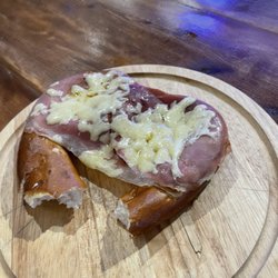 Munich Cricket Club - Canary Wharf - Partially eaten ham n cheese pretzel