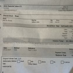 Ross And Greenville Automotive - Final repair receipt