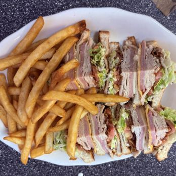 Duffy's Diner - Club sandwich with French fries - Delis Near Me - New Iberia, Louisiana