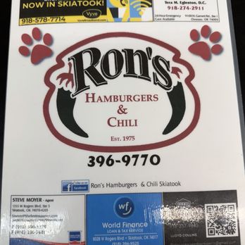 Ron's Hamburger & Chili - Ron's burgers, menu page 1 (5-11-2026) - New American Near Me - Skiatook, Oklahoma Ron's Hamburger & Chili - Ron's burgers, menu page 1 (5-11-2026) - New American Near Me - Skiatook, Oklahoma