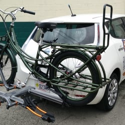 Pedego Stretch on a Kuat bike rack on a Nissan LEAF