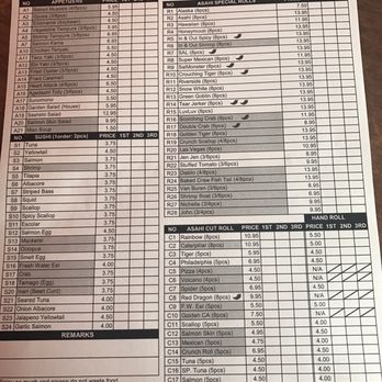 Sushi Asahi - Ayce menu - Sushi Bars Near Me - Riverside, California