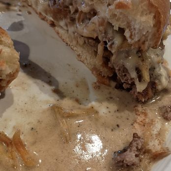 Bite Food & Coffee - Burger Au poivre cut in half. A lot going on. - Coffee & Tea Near Me - Hackensack, New Jersey