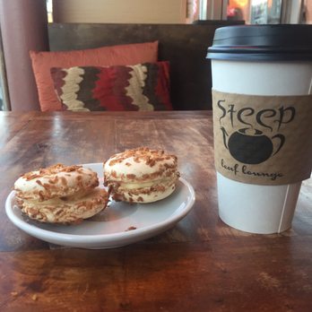 Steep Leaf Lounge - Macarons and lavender mint tea latte with almond milk! All before dinner - Coffee & Tea Near Me - Flagstaff, Arizona