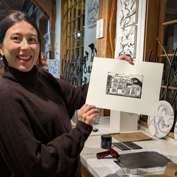 Bijal Patel - Lino printing level 1, so much fun! A beautiful print created by a workshop participant :) - Art Classes Near Me - Vancouver, British Columbia