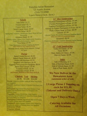 Menu photo 6 Portofino's Waco, TX
