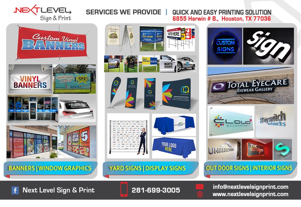 NEXT LEVEL SIGN & PRINT Updated June 2024 Request a Quote 7302