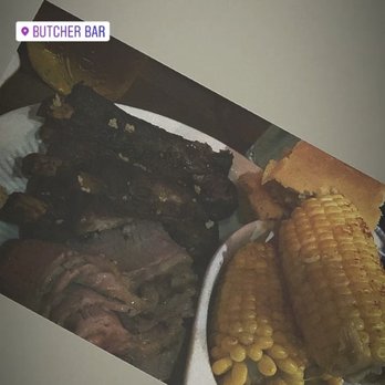 Butcher Bar - Two Meats: Brisket & Ribs with Corn Bread and Corn on the Cob. - Barbeque Near Me - Astoria, New York Butcher Bar - Two Meats: Brisket & Ribs with Corn Bread and Corn on the Cob. - Barbeque Near Me - Astoria, New York