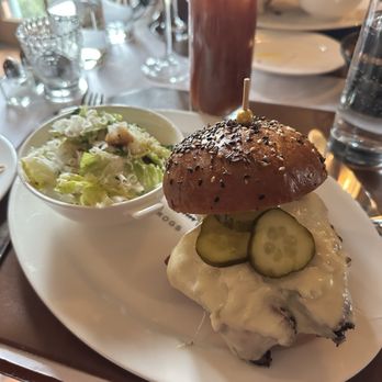 Frogs End Tavern - Pastrami sandwich with side Cesar salad - Bars Near Me - Chester, New York Frogs End Tavern - Pastrami sandwich with side Cesar salad - Bars Near Me - Chester, New York
