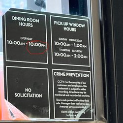 Wendy's - Store hours