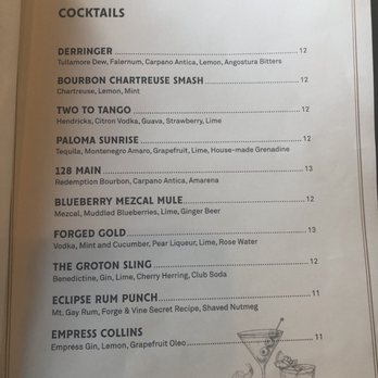 Forge & Vine - Cocktail menu - American Near Me - Groton, Massachusetts Forge & Vine - Cocktail menu - American Near Me - Groton, Massachusetts
