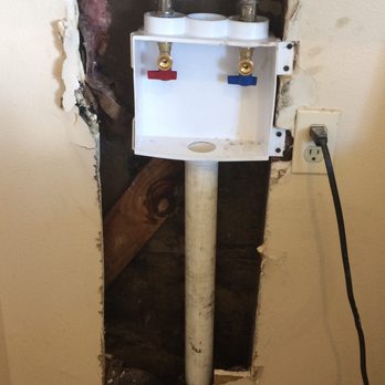 Texan Plumbing - Saturated sheet-rock ended up being an improperly installed washer box. Out with the old and in with the new! - Plumbing Near Me Texan Plumbing - Saturated sheet-rock ended up being an improperly installed washer box. Out with the old and in with the new! - Plumbing Near Me