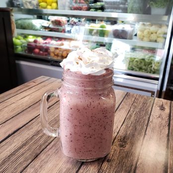 Green Stop - a pink smoothie with whipped cream on top - Juice Bars & Smoothies Near Me - Newark, New Jersey
