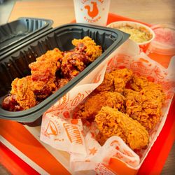 Popeyes Louisiana Kitchen - Maybe I'm learning Why the sea on the tide Has no way of turning  12-piece ghost pepper & honey bbq wing combo w/ red beans & rice