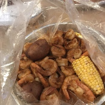 Crafty Crab - Headless shrimp boil (BOOM seasoning) with corn and potatoes - Seafood Near Me - Lauderhill, Florida