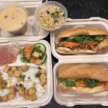Roostar Vietnamese Grill - Crispy Tofu Box, Smoked Salmon Banh Mi, Thai Chicken Soup, Coconut Creamed Corn and Grilled Chicken Banh Mi - Vietnamese Near Me - Houston, Texas Roostar Vietnamese Grill - Crispy Tofu Box, Smoked Salmon Banh Mi, Thai Chicken Soup, Coconut Creamed Corn and Grilled Chicken Banh Mi - Vietnamese Near Me - Houston, Texas