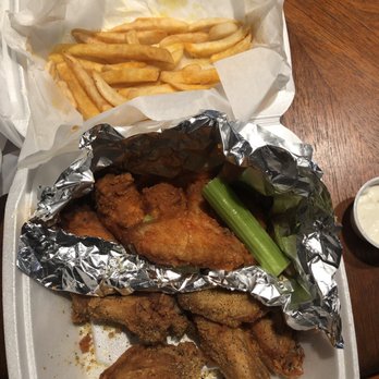 J & J Fish and Chicken - Lemon pepper and hot wings with fries to-go - Chicken Wings Near Me - Durham, North Carolina J & J Fish and Chicken - Lemon pepper and hot wings with fries to-go - Chicken Wings Near Me - Durham, North Carolina