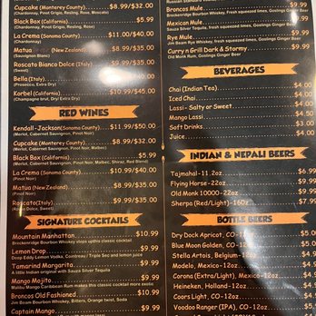 CurryGrill - Restaurant & Sports Bar - Drink menu - Indian Near Me - Denver, Colorado