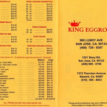 King Eggroll - menu - Vietnamese Near Me - San Jose, California King Eggroll - menu - Vietnamese Near Me - San Jose, California