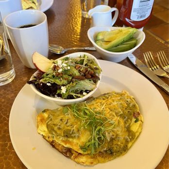 Sierra Grande - Southwest omelette w/ side salad and a side of avocado. - Hotels Near Me - Truth or Consequences, New Mexico Sierra Grande - Southwest omelette w/ side salad and a side of avocado. - Hotels Near Me - Truth or Consequences, New Mexico