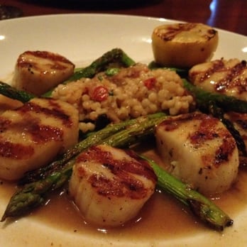 Seasons 52 - Sea scallops with pearl pasta. - New American Near Me - Cincinnati, Ohio Seasons 52 - Sea scallops with pearl pasta. - New American Near Me - Cincinnati, Ohio