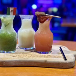 Kalaveras - Cucumber, Exclusive Coconut, and Watermelon margarita sampler.