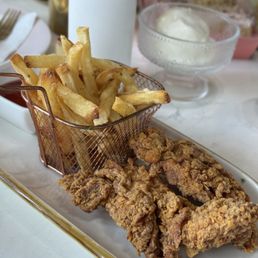 Kids chicken tender and fries