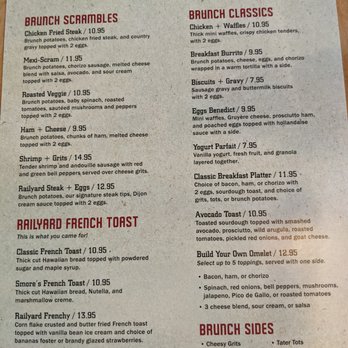The Railyard - Back of Brunch menu. - Restaurants Near Me - Gillette, Wyoming