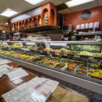 Mediterranean Deli - Inside. The impressive prepared food selection. Fresh, colorful, delicious. - Mediterranean Near Me - Chapel Hill, North Carolina